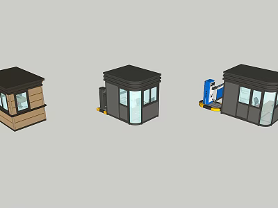 Various Security Booth Designs with Different Structures and Access Control Equipment 3d model