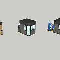 Various Security Booth Designs with Different Structures and Access Control Equipment 3d model