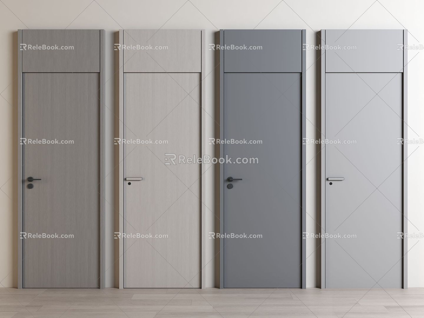 Modern swing door single door wooden door top door 3d model