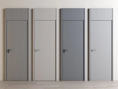 Four Modern Hinged Doors in Gray and Light Wood Tones for Interior Design 3d model
