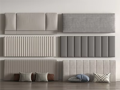 Modern Bed Headboard Wall Designs With Fabric Upholstery Textured Patterns And Neutral Tones 3d model