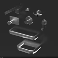 Modern Bathroom Accessories Set With Sleek Metal Towel Bars Hooks And Soap Dishes