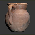 Handcrafted Orange Red Clay Jug Sculpture With Worn Texture And Handle 3d model