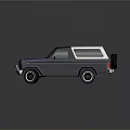 Blue Vintage SUV With Chrome Grille Roof Rack And Black Wheels