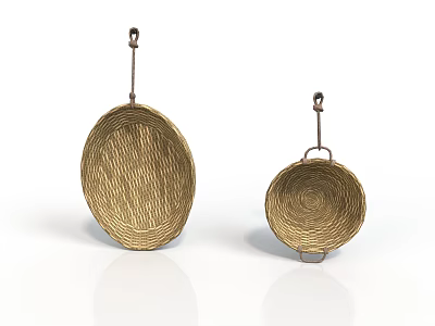 Woven Hanging Baskets For Household Use With Hooks In Two Sizes 3d model