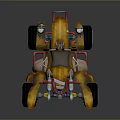 Cartoon Style Off Road Quad Bike With Pink Frame Blue Accents And Large Tires