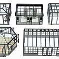 Various Glass House Frame Designs With Different Roof And Window Structures 3d model