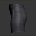 Fashionable Black Skirt With Belt Metal Buckle Side Zipper And Pockets