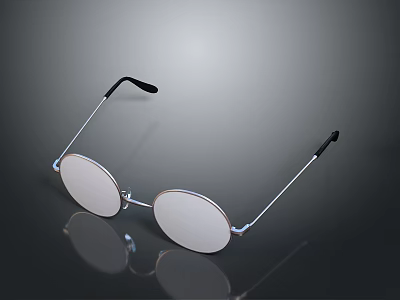 Stylish Round Lens Glasses with Metal Frame Black Temples and Reflective Surface 3d model Stylish Round Lens Glasses with Metal Frame Black Temples and Reflective Surface 3d model
