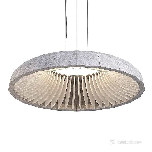 Modern Round Chandelier Design With Gray Outer And White Striped Illuminated Inner 3d model 