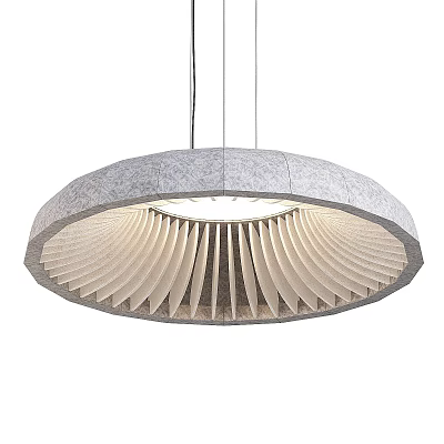 Modern Round Chandelier Design With Gray Outer And White Striped Illuminated Inner 3d model