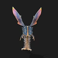 Mythical Flying Creature Sculpture With Iridescent Wings And Scaled Body