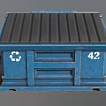 Public Facility Blue Trash Bin With Recycle Symbol And Number 42 3d model