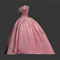 Pink Princess Style Dress With Ruffled Neckline And Flared Skirt Design