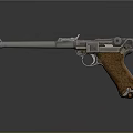Vintage Revolver Weapon With Wooden Grip And Metallic Barrel Design