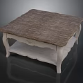 Rustic Coffee Table With Wooden Tabletop And White Carved Legs For Home Living