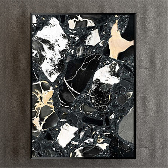 Modern abstract painting simple black and white study abstract decorative painting 3d model