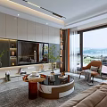 Modern Living Room Interior Design With Sofa Coffee Table Area Rug Accent Chair And Decorative Painting