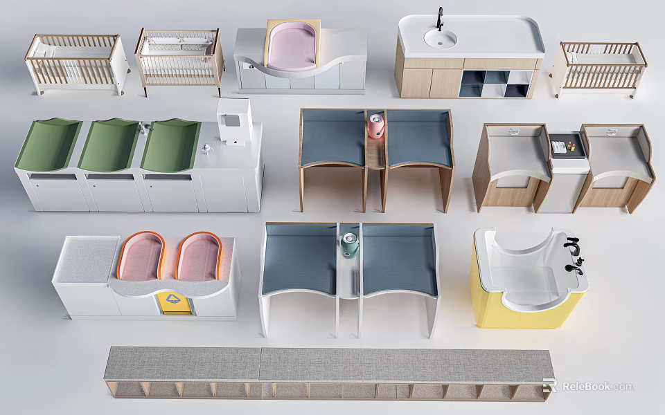Colorful Modern Children's Bed Designs With Storage And Safety Features 3d model 