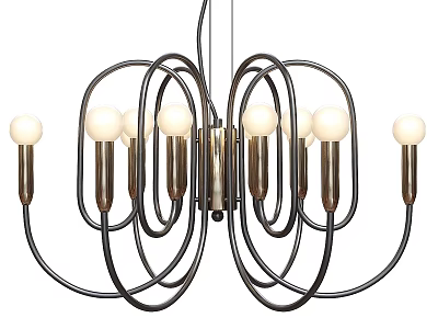 Elegant Modern Decorative Curved Metal Frame Chandelier With Multiple Round Bulbs 3d model