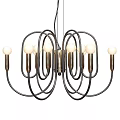 Elegant Modern Decorative Curved Metal Frame Chandelier With Multiple Round Bulbs