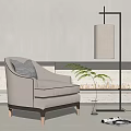 New Chinese Style Single Sofa Floor Lamp 3d model