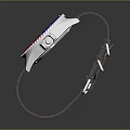 Stylish Watch with Brown Strap White Dial Red and Blue Bezel and Numerical Indices