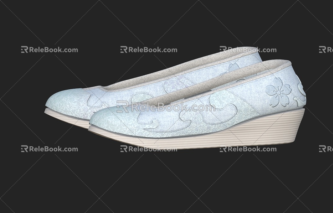 antique shoes cloth shoes 3d model