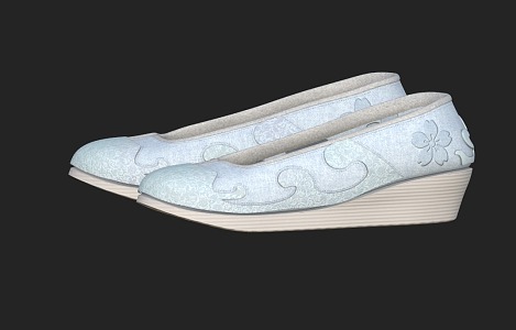 antique shoes cloth shoes 3d model