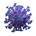 Virus 3D Rendering Showing Purple Structure With Pink Yellow Components And Spike Proteins 3d model