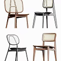 Modern Stylish Dining Chairs With Rattan Backrest And Wooden Frame Design