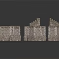 Ancient Medieval Castle Stone Structure With Multiple Towers And Tiled Roofs