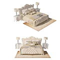 Elegant Modern Double Bed Interior With Tufted Headboard Bedside Tables Lamps And Rug