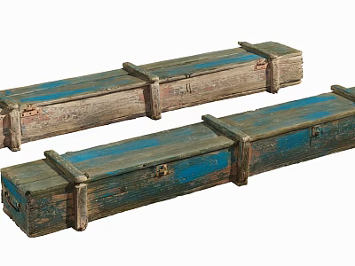Vintage Wooden Storage Boxes With Retro Blue Brown Finish For Home Decor 3d model