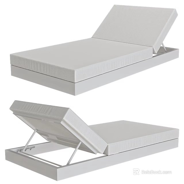 Modern White Lounge Chair With Adjustable Backrest Soft Cushion And Metal Frame Design 3d model 