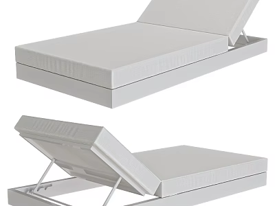 Modern White Lounge Chair With Adjustable Backrest Soft Cushion And Metal Frame Design 3d model