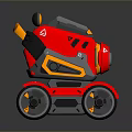 Red Toy Tank With Gray Yellow Accents Modern Detailed Design Sturdy Wheels Structure