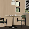 Modern Casual Table and Chair Decorative Hanging Painting Round Table 3d model