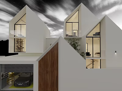 Modern Elevator Hallway Interior with Large Windows White Walls and Minimalist Design 3d model