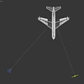 Streamlined Passenger Airplane Flying With Blue Stripe Aerodynamic Wings And Tail
