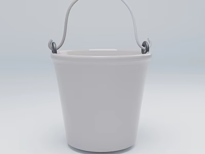 White Plastic Bucket With Metal Handle And Smooth Surface Design 3d model