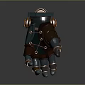 Brass Accented Steampunk Mechanical Hand With Metal Gears And Leather Straps