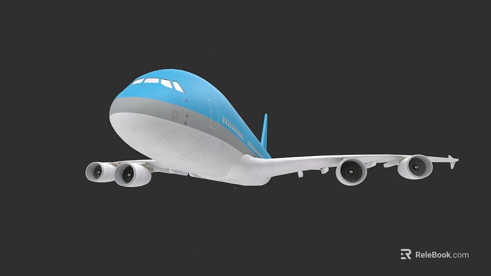 KLM Blue And White Passenger Airplane With Four Engines Modern Design 3d model 