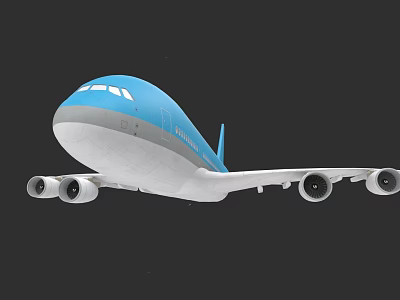 KLM Blue And White Passenger Airplane With Four Engines Modern Design 3d model