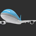 KLM Blue And White Passenger Airplane With Four Engines Modern Design