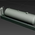 Industrial Green Storage Tank System With Two Cylindrical Tanks On Metal Frame Base