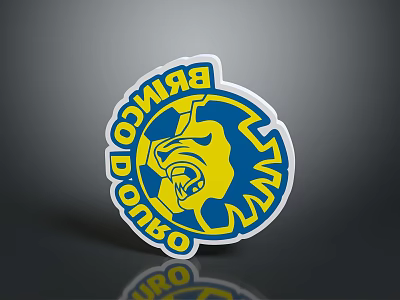 Brinco Stud Logo Design With Yellow Lion Head And Blue Circular Background 3d model