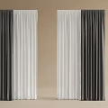 Gray And White Sheer And Solid Curtains Design For Home Interior Decoration 3d model