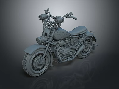 Vintage Motorcycle 3D Render With Classic Design Round Headlight And Single Seat 3d model