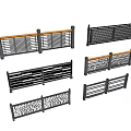 Various Modern Fence Designs With Slatted Perforated And Horizontal Patterns 3d model